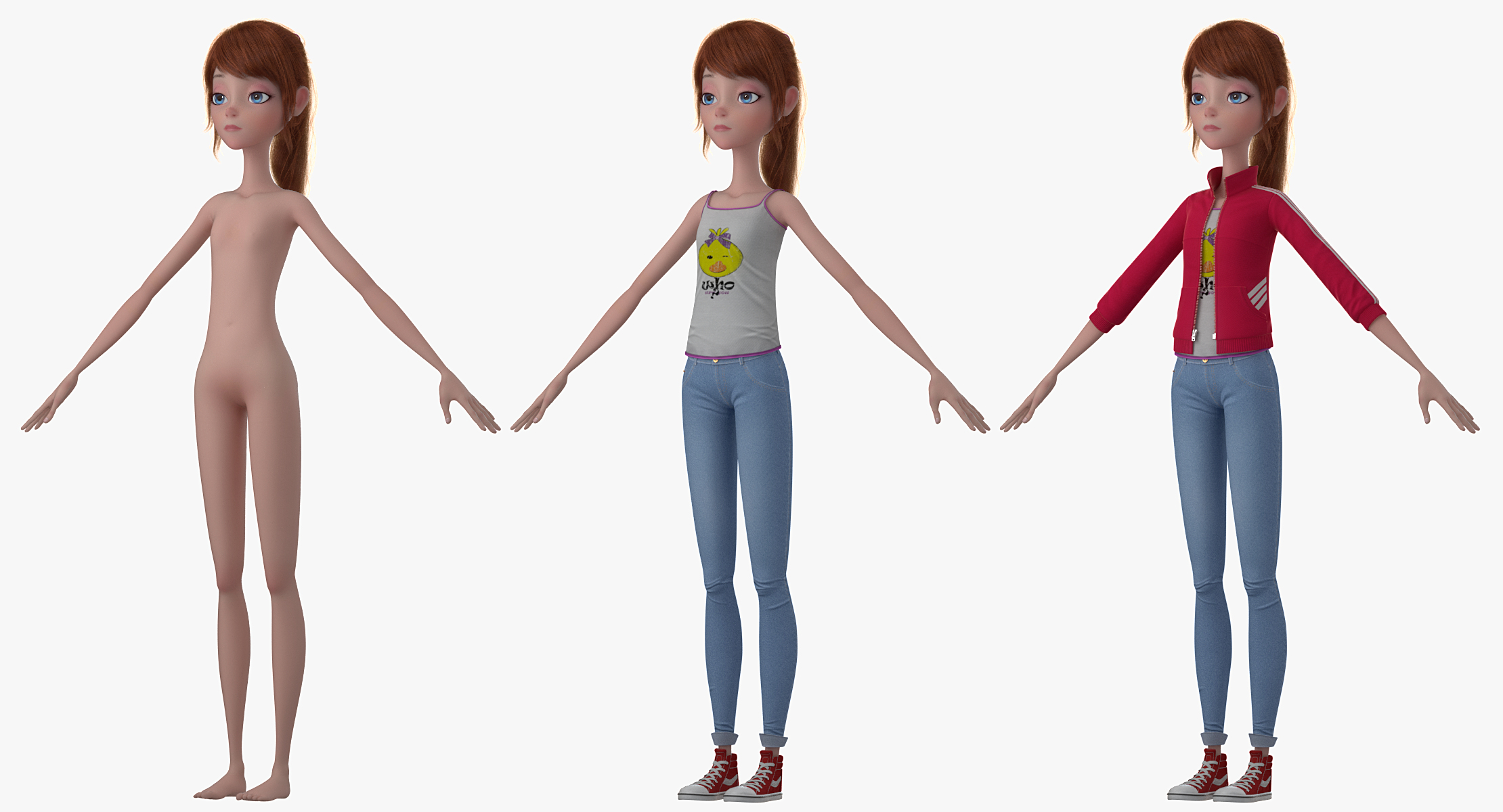 3d Cartoon Girl Rigged Character Model Turbosquid 1213961 8974