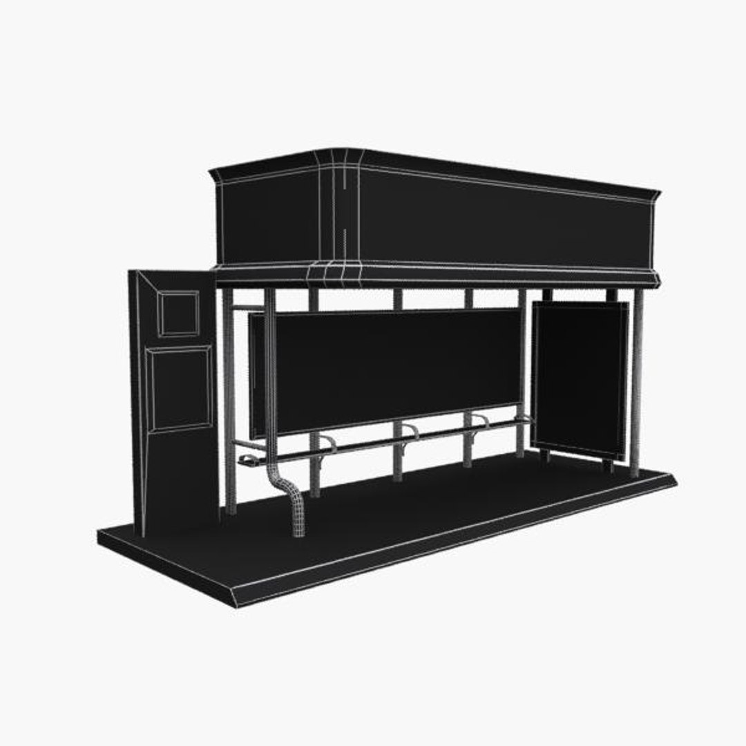 3d Model Bus Stop Shelter Usa