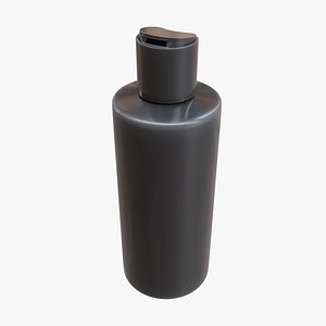 Black Plastic Cylinder Bottle With  Disk Top Cap 3D