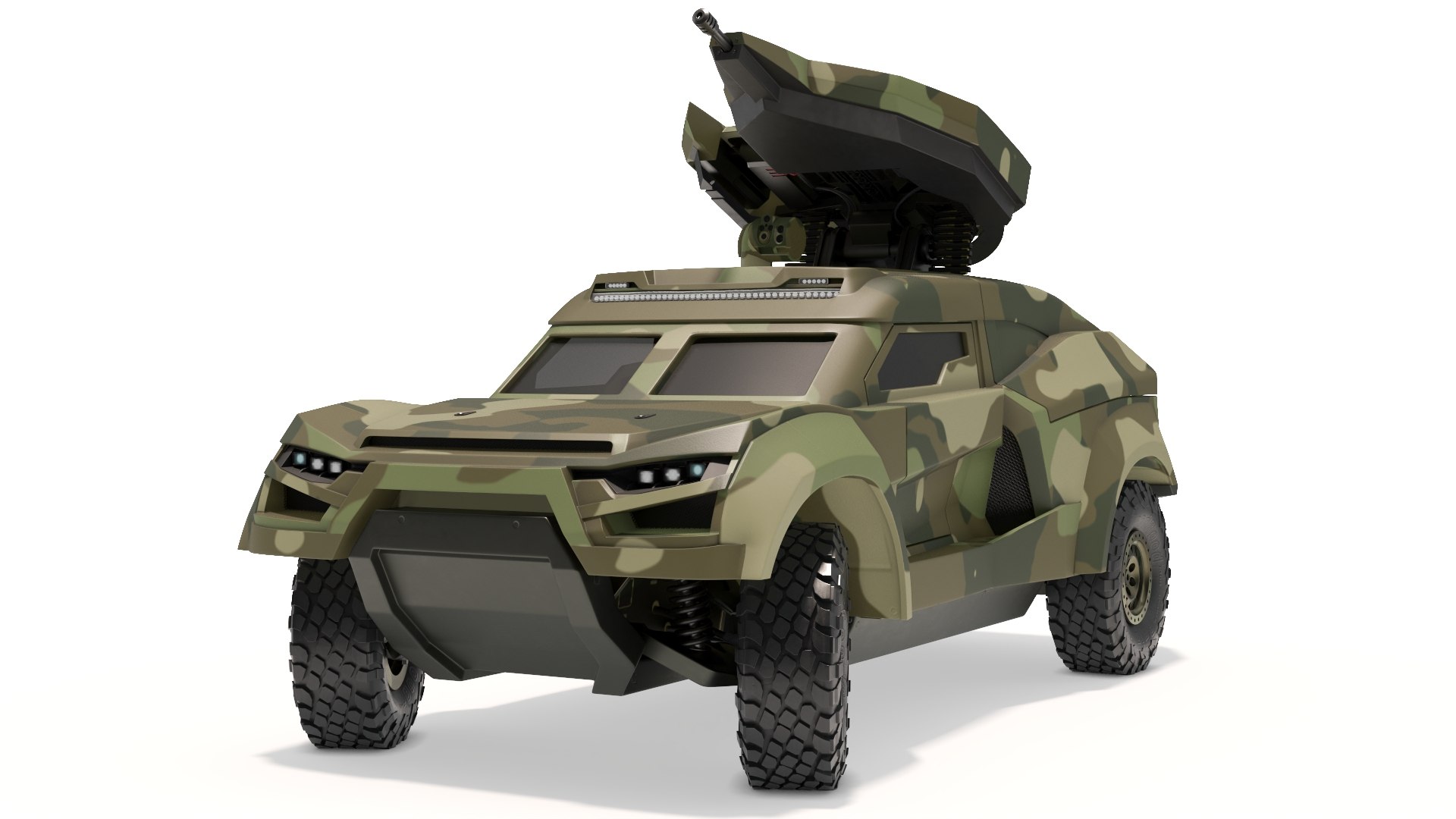 Military Interceptor Vehicle in Camouflage Rigged 3D model preview