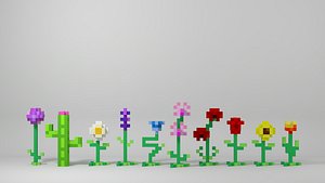 3D Pixel Flowers