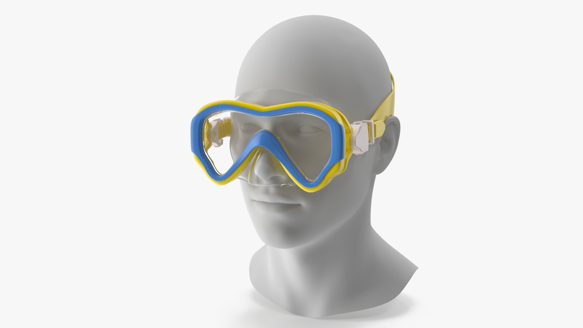 Children Swimming Goggles Yellow on Mannequin 3D model preview