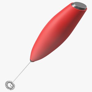 Red Milk Frother with Holder