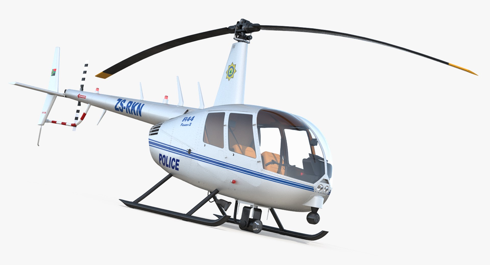 Police Helicopter Robinson R44 3D model preview