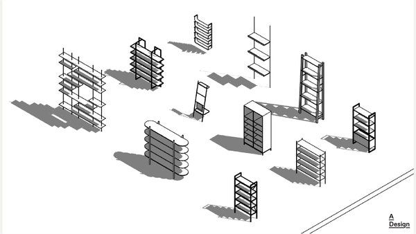 modelo 3d Estanterías - Pack de familias revit - TurboSquid 2151424