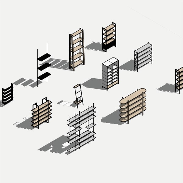 3D Shelving - Pack of revit families