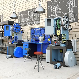Mechanical press - Collection for industrial interior two 3D model