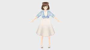 YUNA CHARACTER ANIME YOUNG 3D MODEL RIGGED model