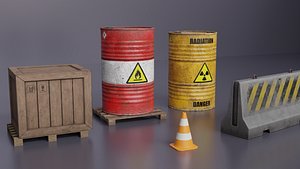 Warehouse Barrels-Pallets-Crates-Traffic Elements Collection 3D model