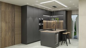 Modern Dark Kitchen Interior 3D model 3D model