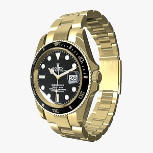 Rolex Submariner Date Yellow Gold - Black Dial 3D