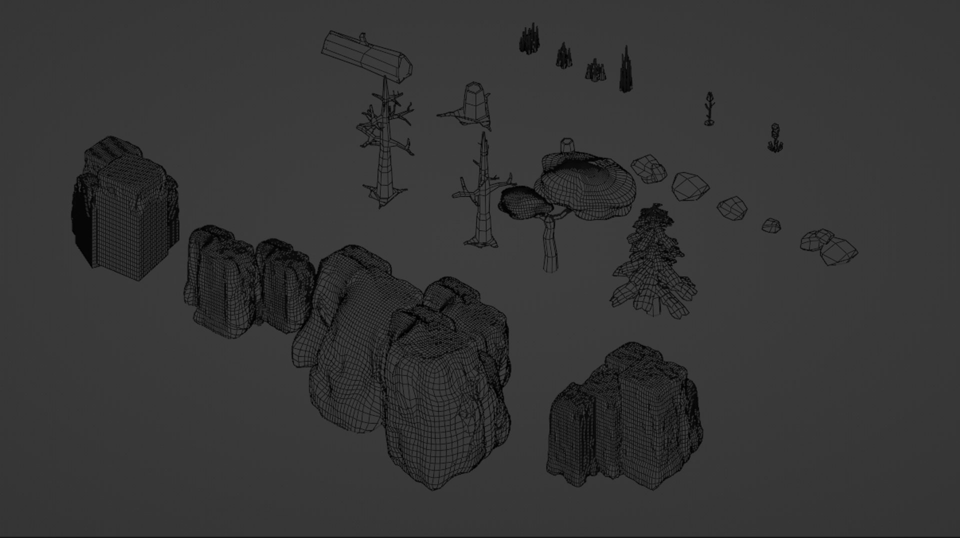 3D Low Poly Cartoon Trees Grass Plants and Rocks - TurboSquid 2063356