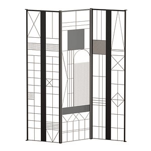 Metal screen with geometric pattern