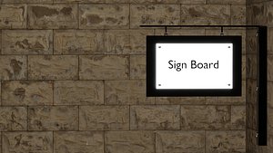 3D Sign Board on Wall model
