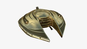 Alien Spaceship UFO D07 Gold - Sci Fi Spacecraft Design 3D model