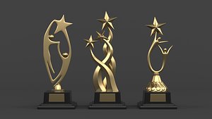 Gold Trophy Cups model