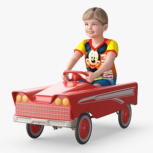 Vintage Pedal Car with Boy 3D model