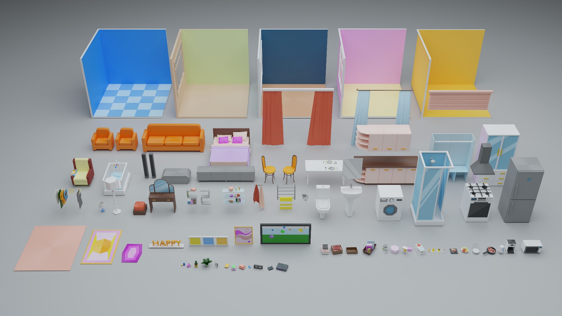 Simple Interior Collection 1 Low Poly 3D Model - TurboSquid 1739790