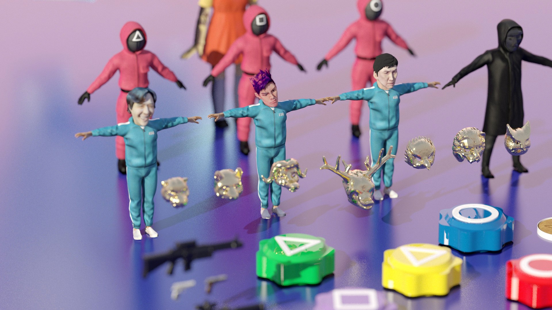 Squid Game Stylized Game Ready Characters And Props MegaPack Low-poly ...