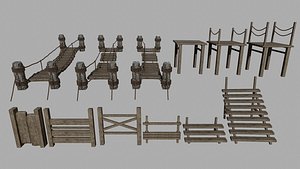 wood set 3D model