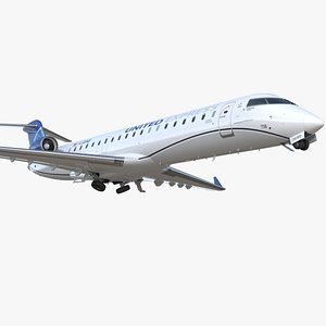 3D Bombardier CRJ550 Regional Jet United Express Rigged model