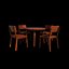 wood dining table 03 3D model