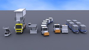 3D Low Poly Car Plane Container Pack 070519