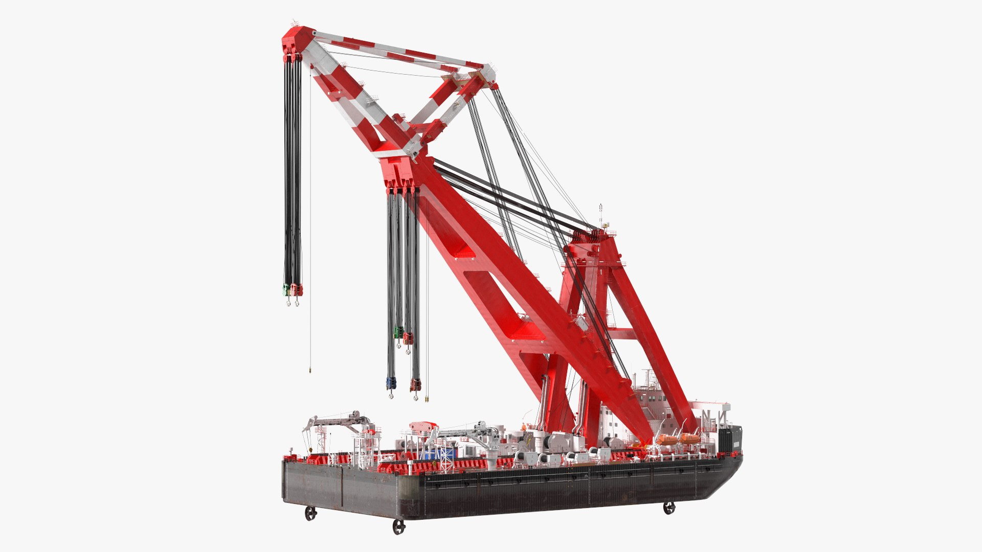 Floating Vessel Crane Working Position 3D model preview