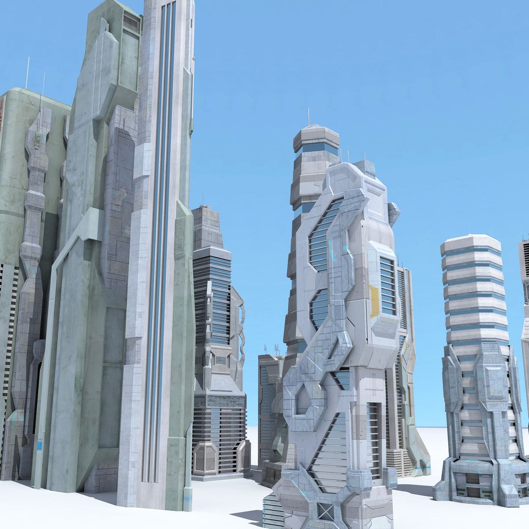 sci fi futuristic city 3d fbx