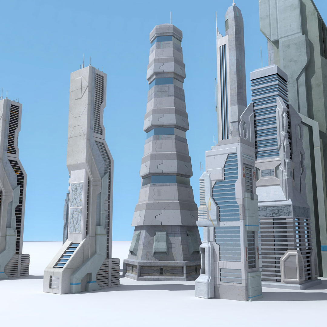 sci fi futuristic city 3d fbx