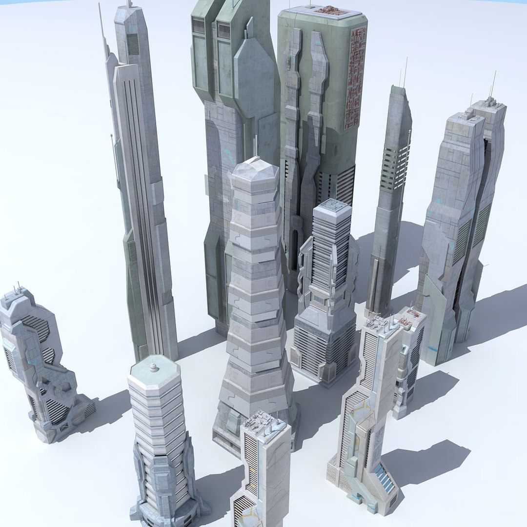 sci fi futuristic city 3d fbx