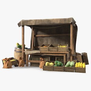 Medieval Market Stall 3D