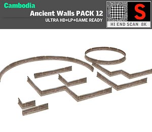 3d acient walls pack 10 model