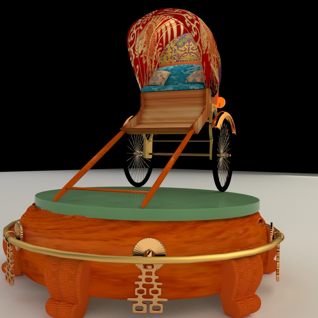 3D Chinese Hand Pulled Rickshaw Model - TurboSquid 1568090