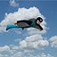 3D Wingsuit 남성 플라이어 모델 딱딱한 애니메이션