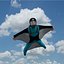 3D Wingsuit 남성 플라이어 모델 딱딱한 애니메이션