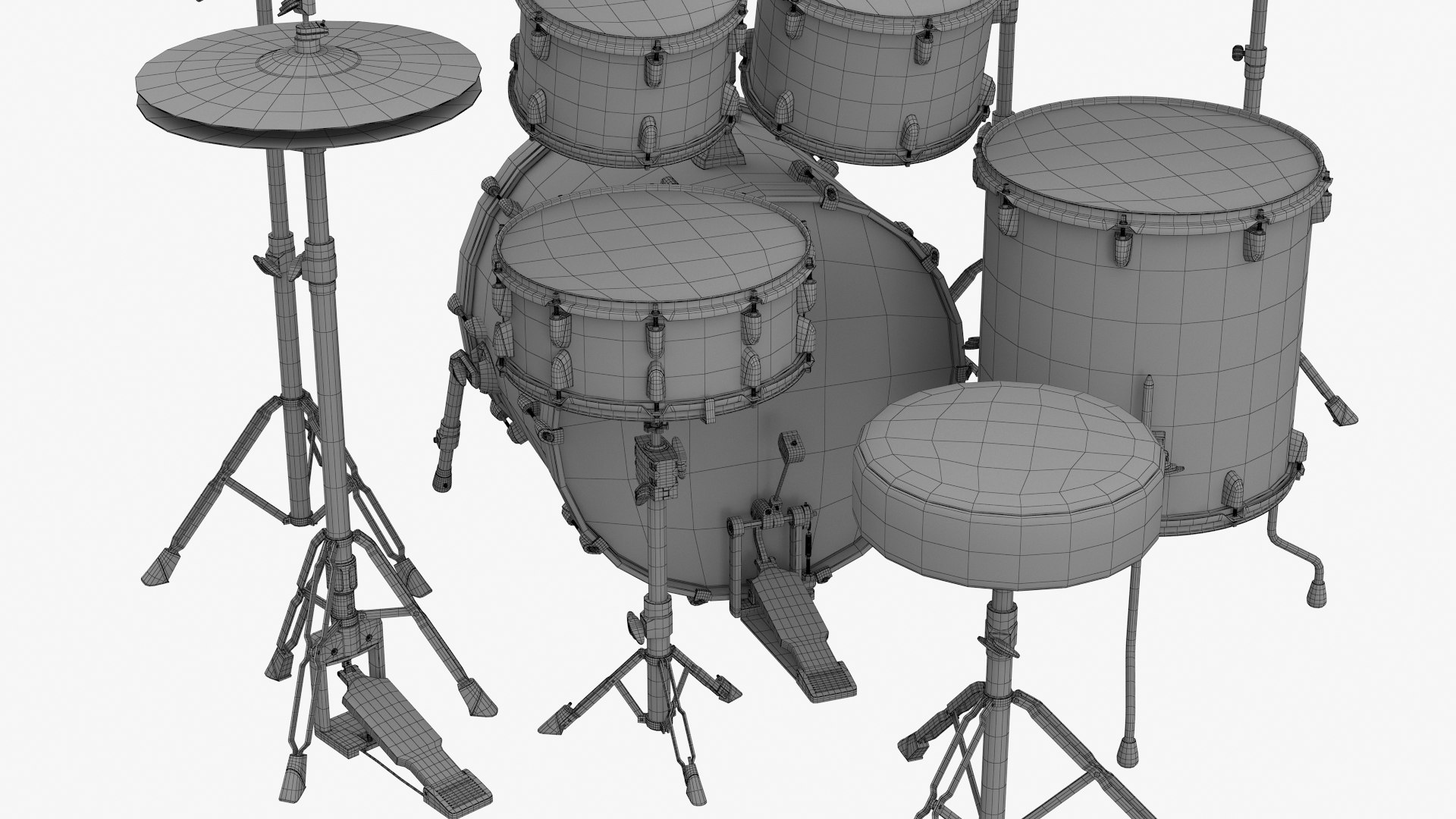 Acoustic drum kit 3D model - TurboSquid 1585913