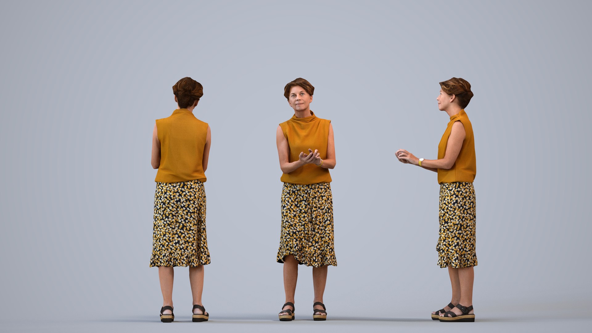 3D 00547Dora004 - Adult Caucasian woman waiting in public space wearing casual summer attire https://p.turbosquid.com/ts-thumb/jZ/FeUwDO/MQ/00547_dora004_state2_frame_0001/jpg/1773189535/1920x1080/fit_q87/1953949b14a9324eb3dc72d90103dc2008651f39/00547_dora004_state2_frame_0001.jpg