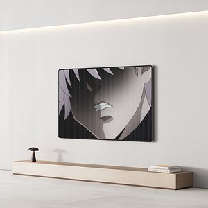 3D 151 tv wall kit 03 super minimal warm gray and wood 01