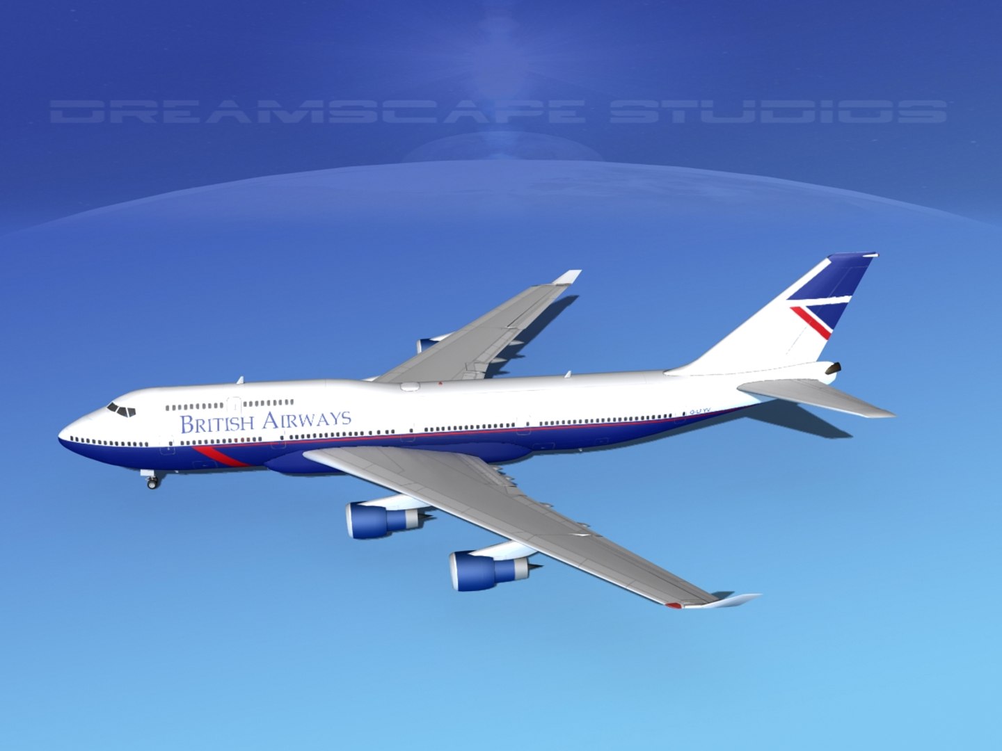 Airline Boeing 747-400 747 Aircraft 3d 3ds