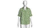 Girls Botanical Leaf Printed Green Shirt