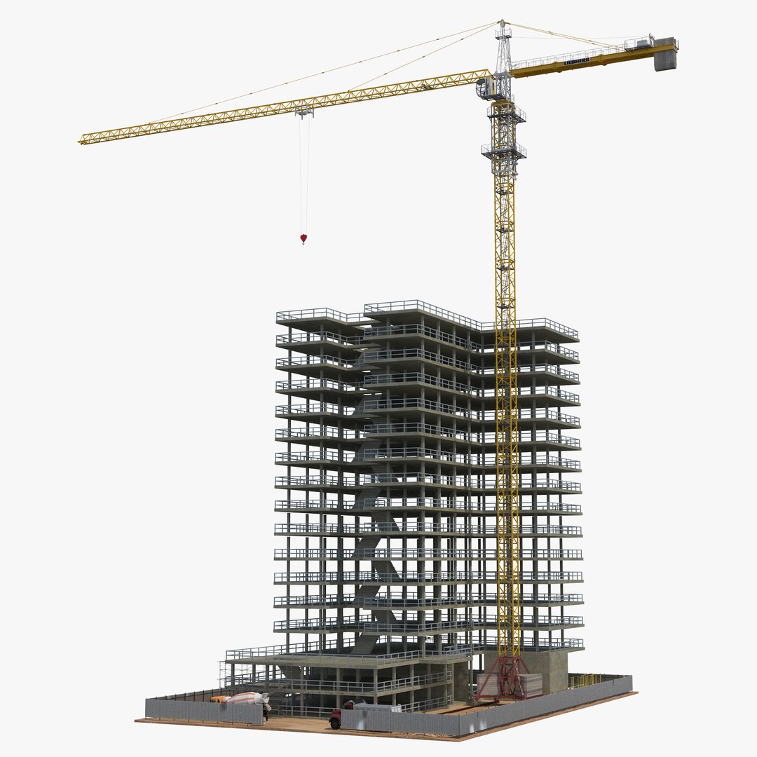 Building Construction 2 with Equipment 3D model preview