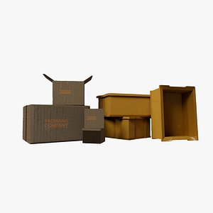 Packaging Boxes  Industrial Containers 3D Model Bundle model