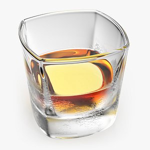 3D Misted Square Base Drinking Glass Thick Bottom With Whiskey