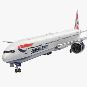 Boeing 777-9x British Airways Rigged 3D Model