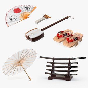 Traditional Japanese Accessories Collection 3 3D model