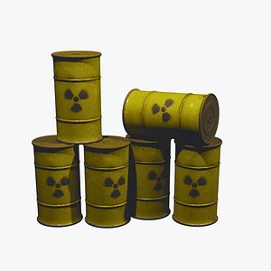 Radioactive Waste Barrels Stack 3D