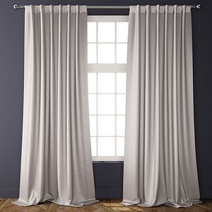cotton luster velvet curtains 3D model