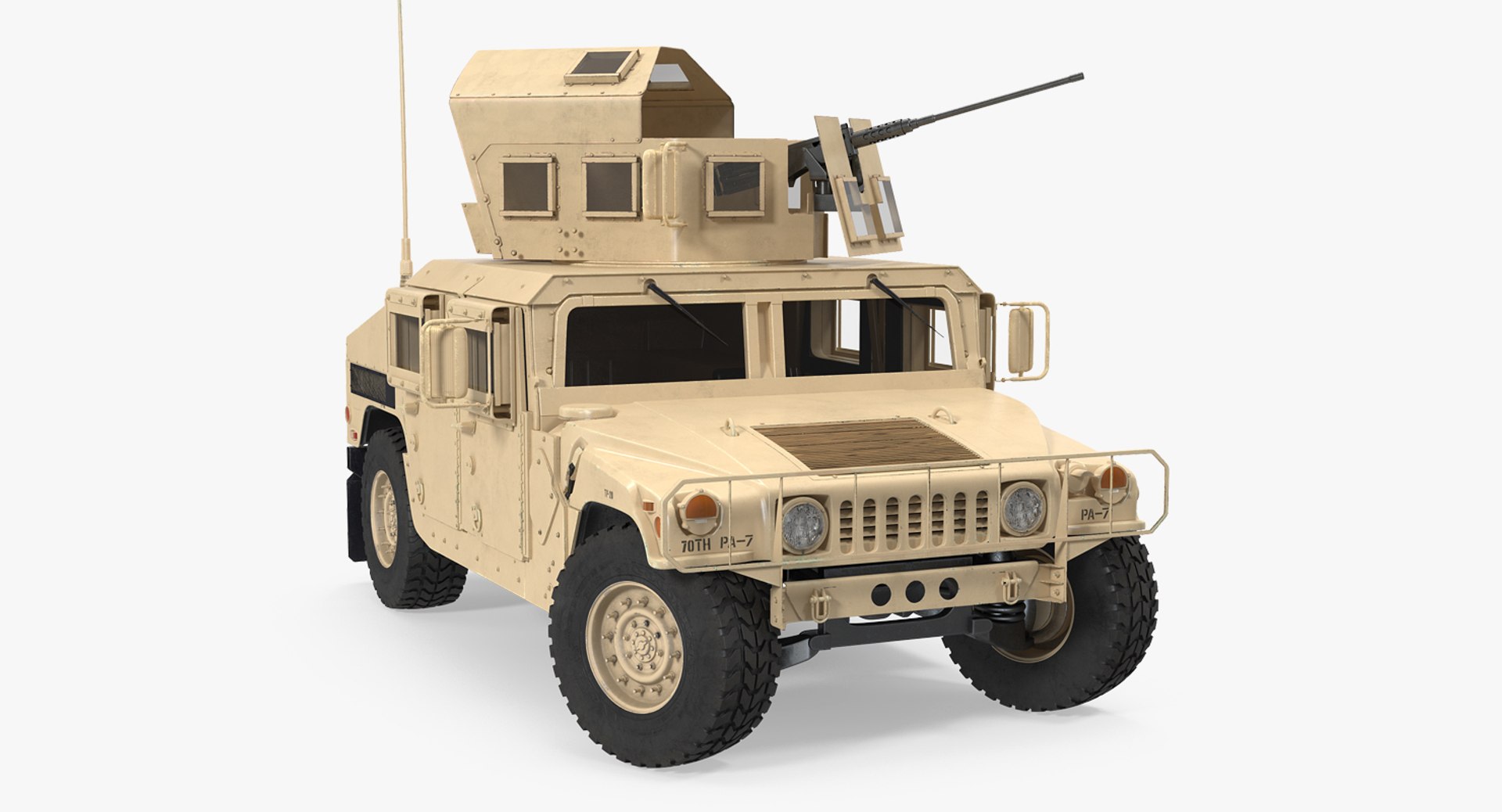 Humvee M1151 Enhanced Armament Carrier Rigged Desert 3D model preview