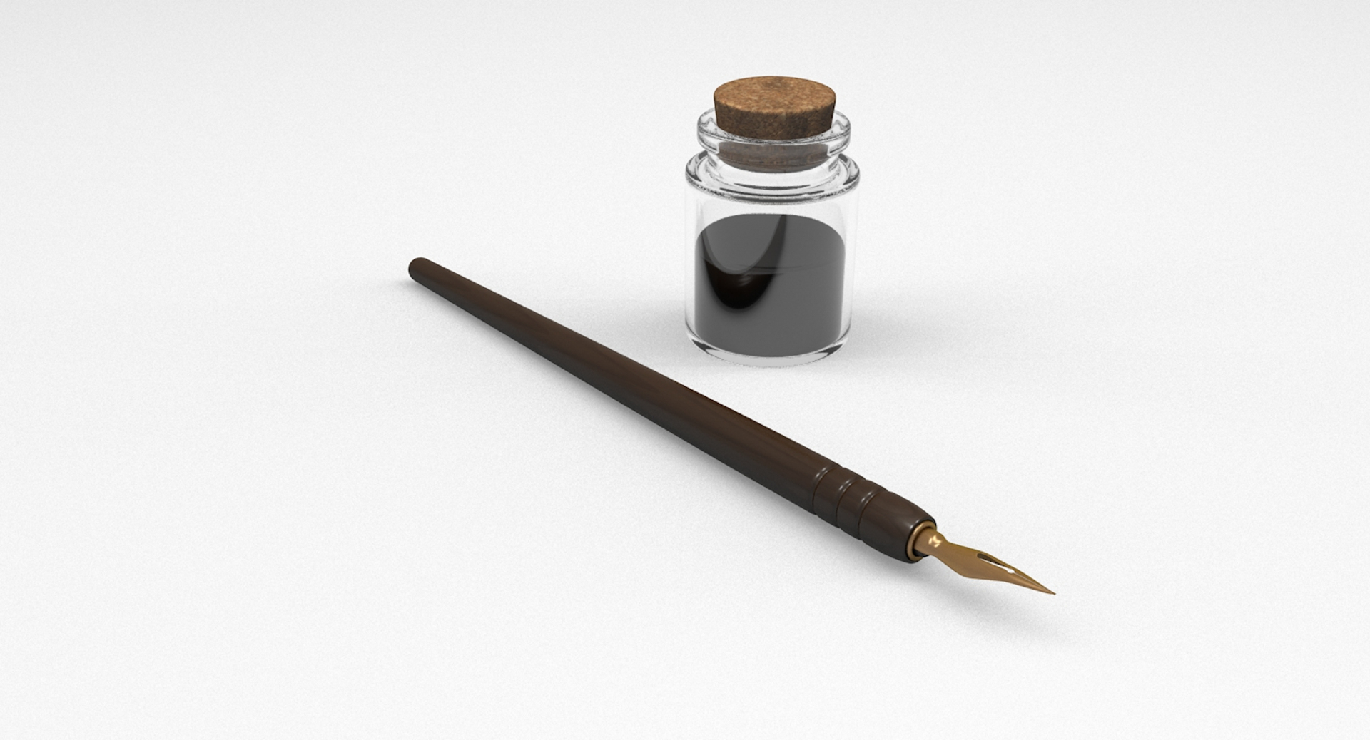 Dip pen ink container 3D model - TurboSquid 1224773